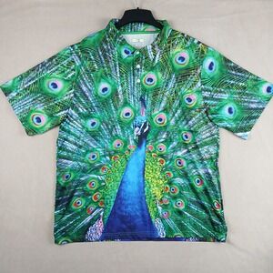 Obnoxious Golf 2XL Mens Polo Shirt Golf Peacock 24x28 **Fits A XL **